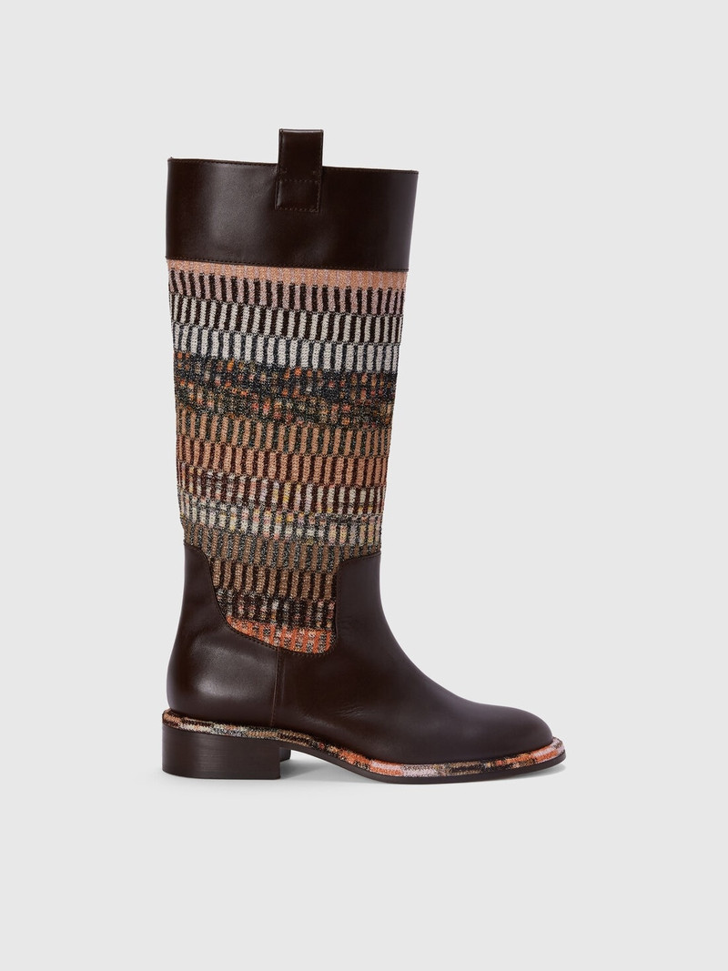 Leather boots 와 lamé 원단 삽입 1