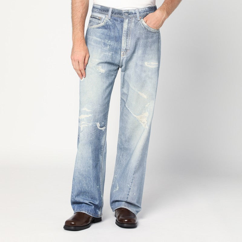 Our Legacy Light Blue Ripped Faded Jeans Men - 1