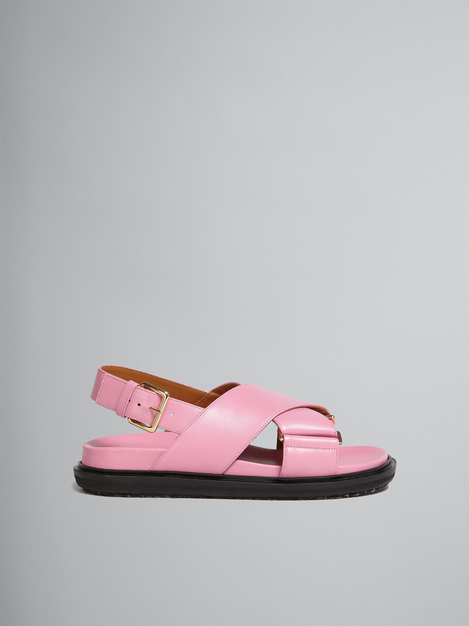 PINK LEATHER CRISS-CROSS SANDAL - 1