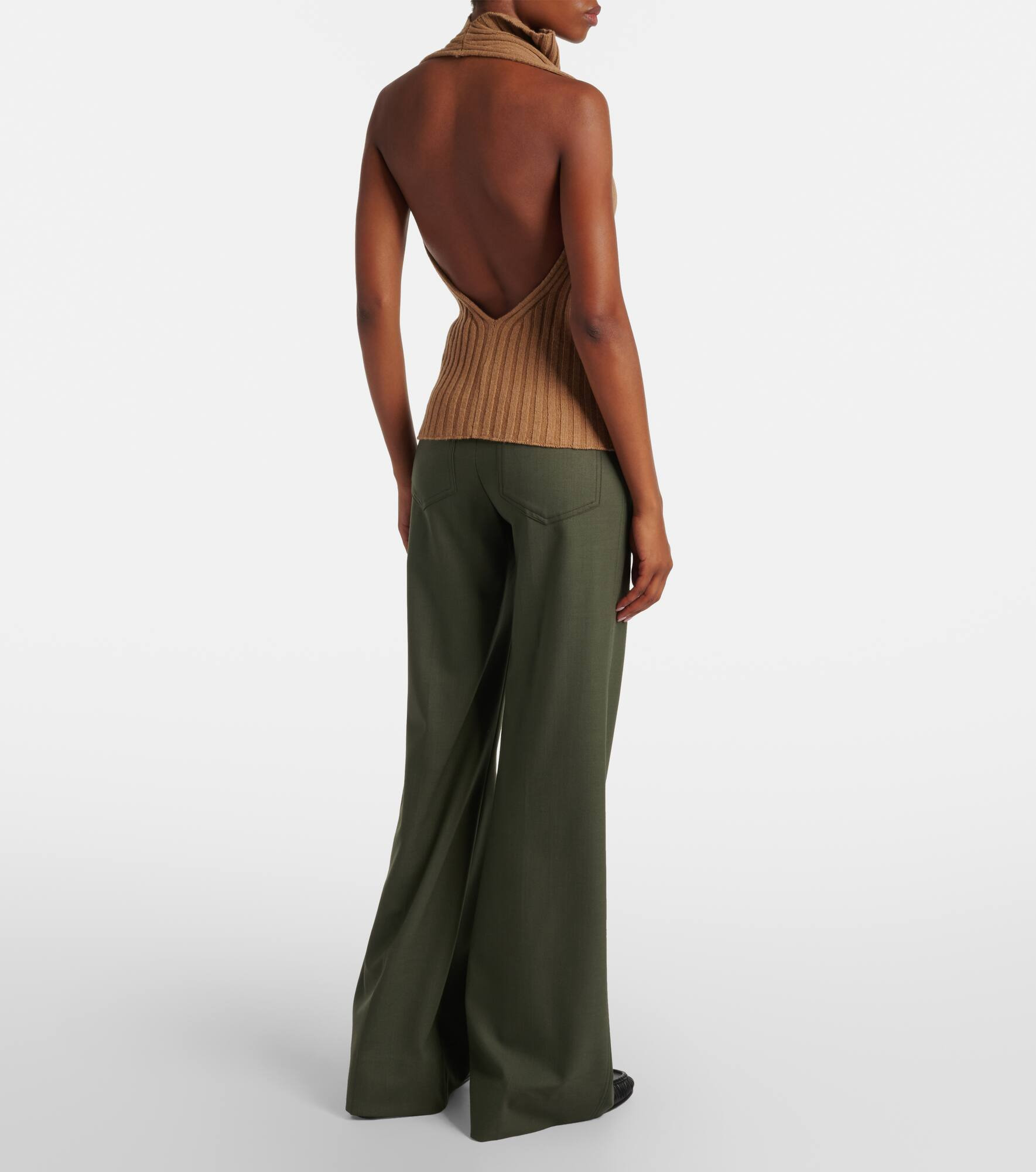 Draped ribbed-knit wool-blend top - 3