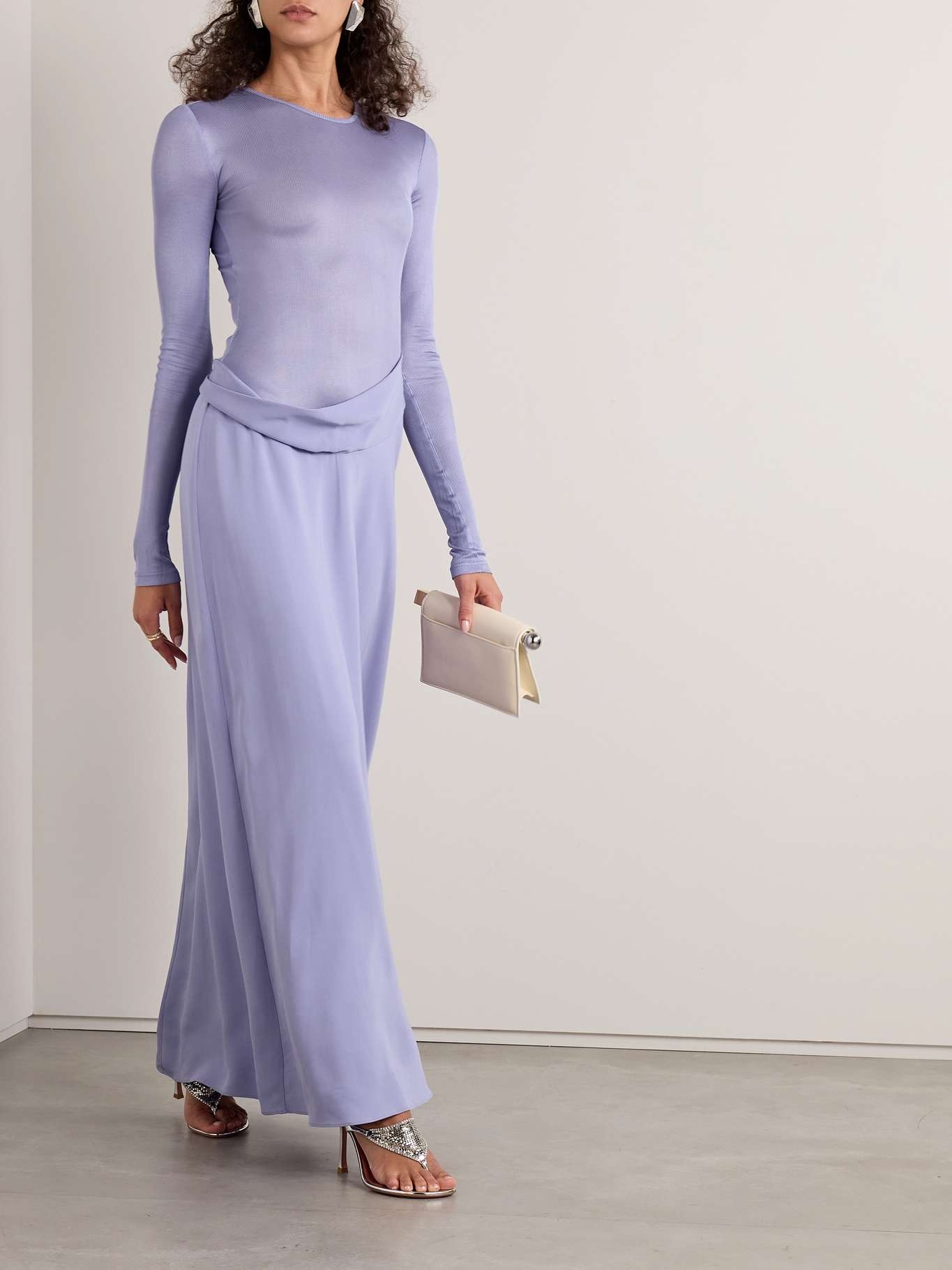 Layered satin-jersey and crepe maxi dress - 2