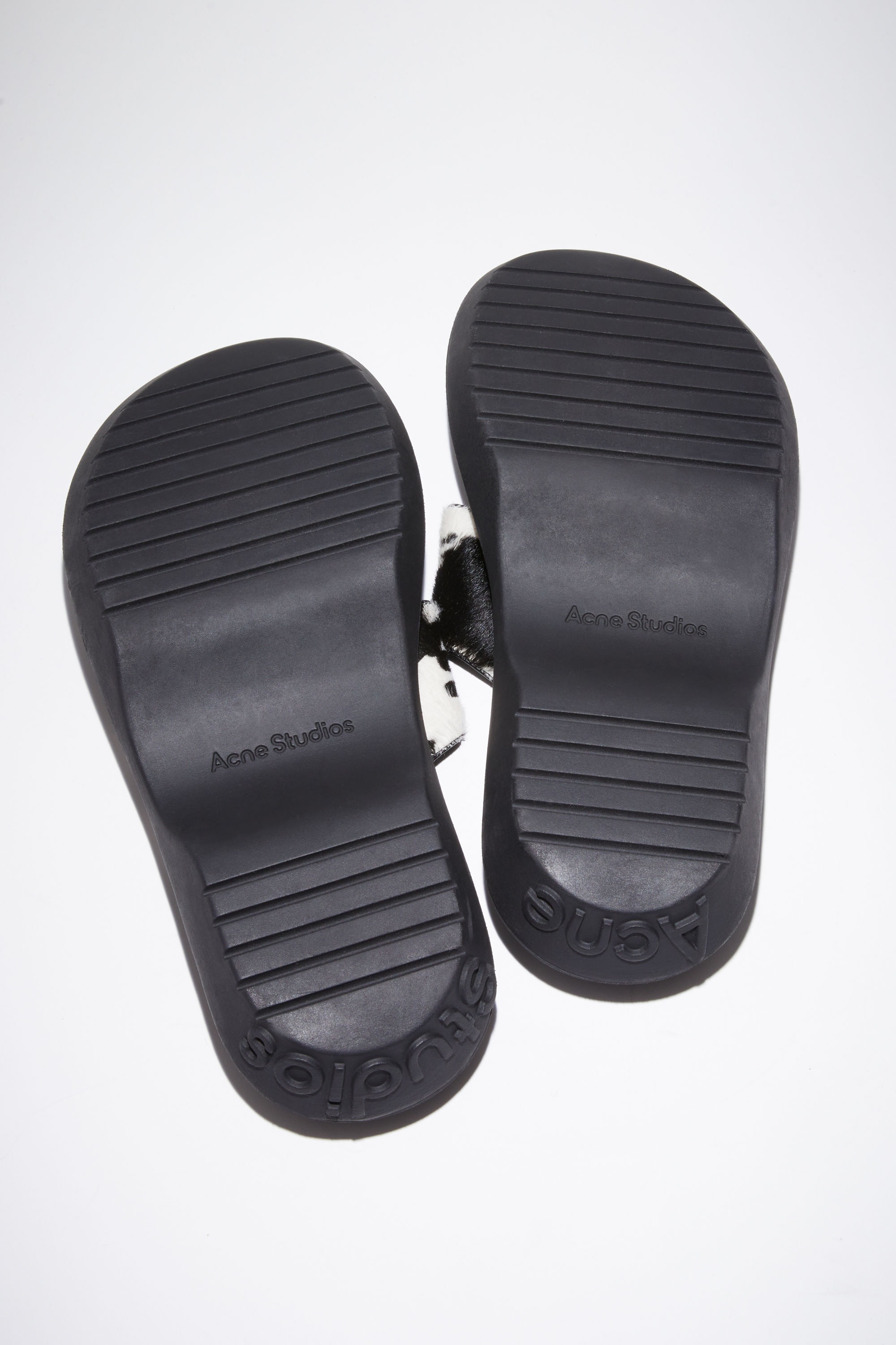 Printed leather sandals - White/black - 4