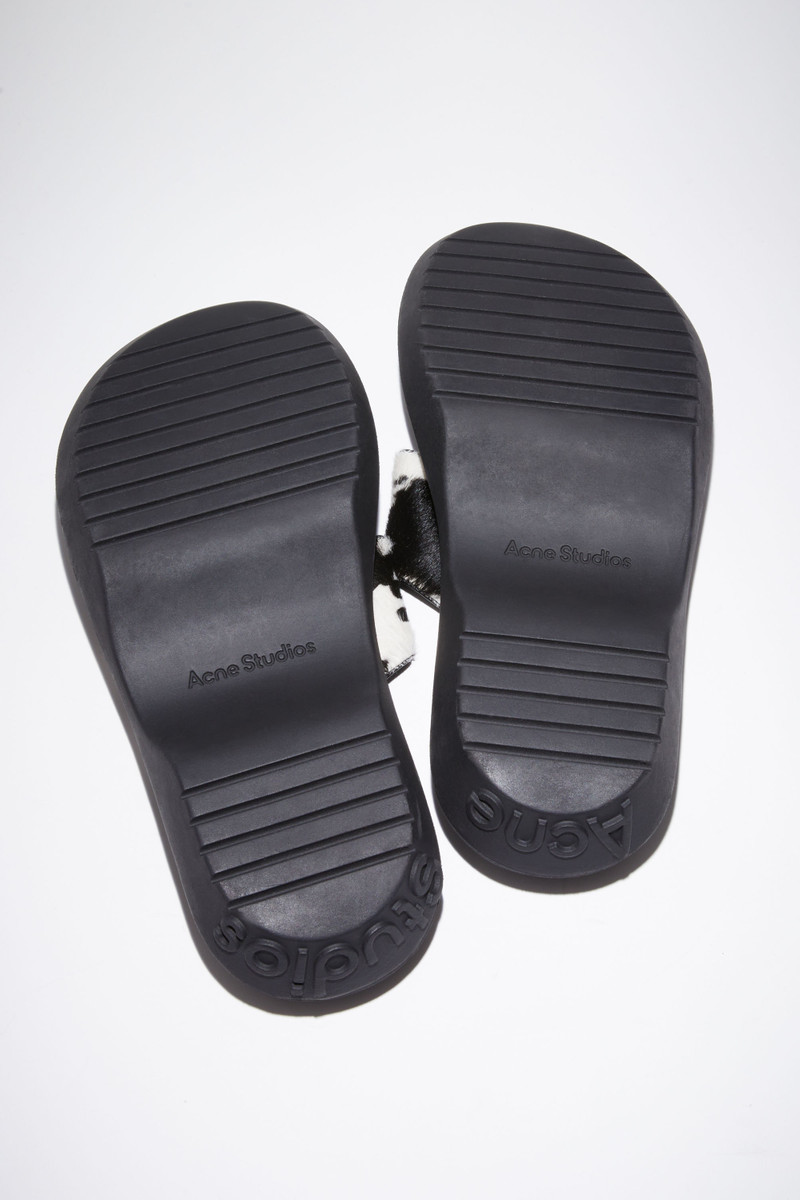 Printed leather sandals - White/black 4