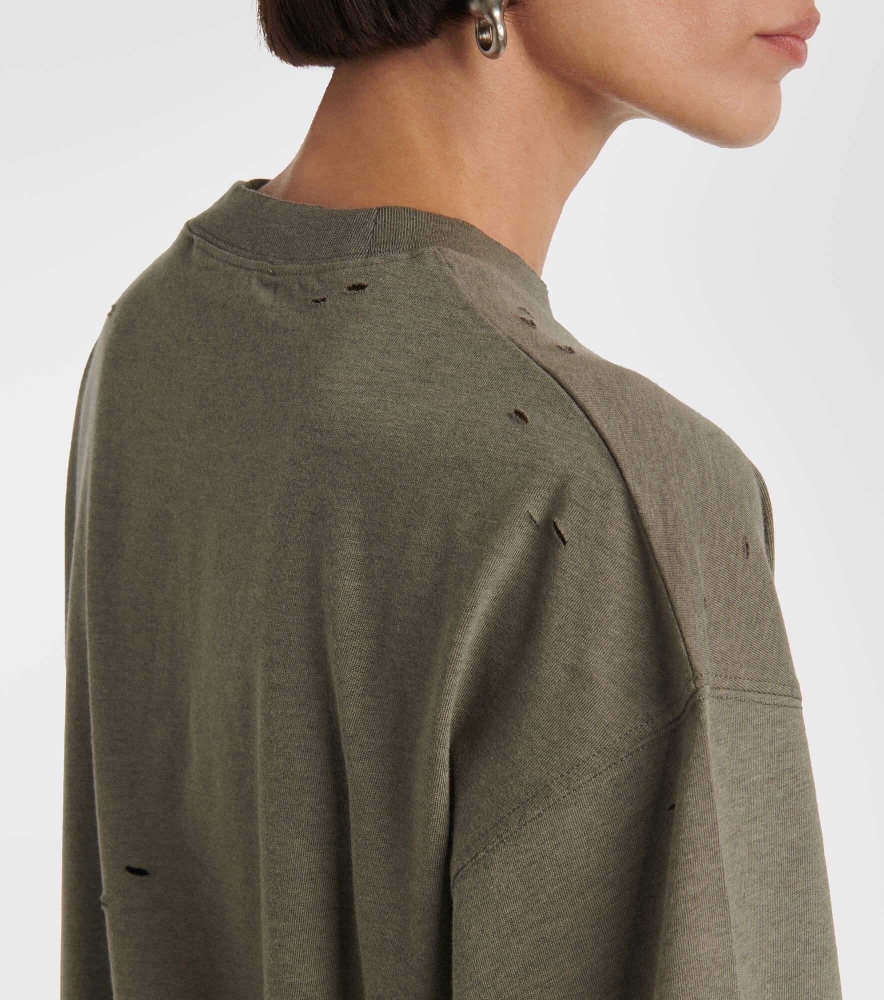 Distressed logo cotton-blend T-shirt - 5