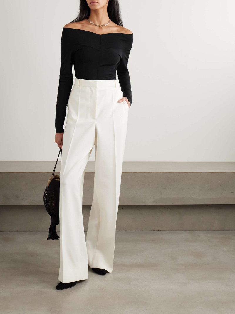 Stella McCartney Off-the-shoulder paneled jersey top Black outlook