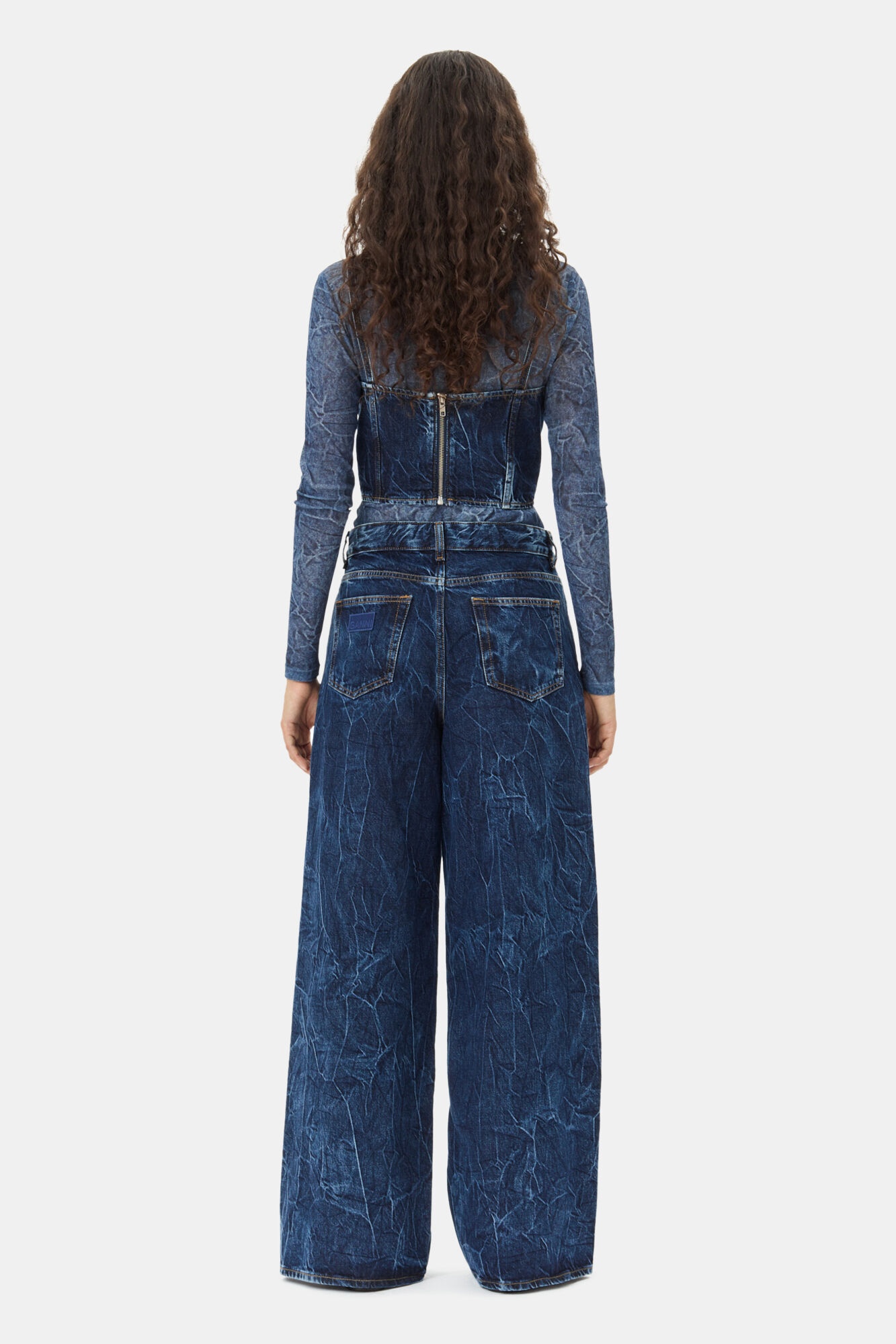 BLUE CRINKLED FUTURE DENIM MARRI JEANS - 5