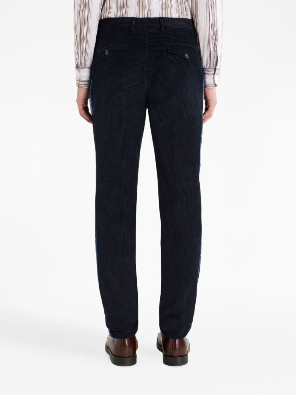floral-stripe corduroy trousers - 4