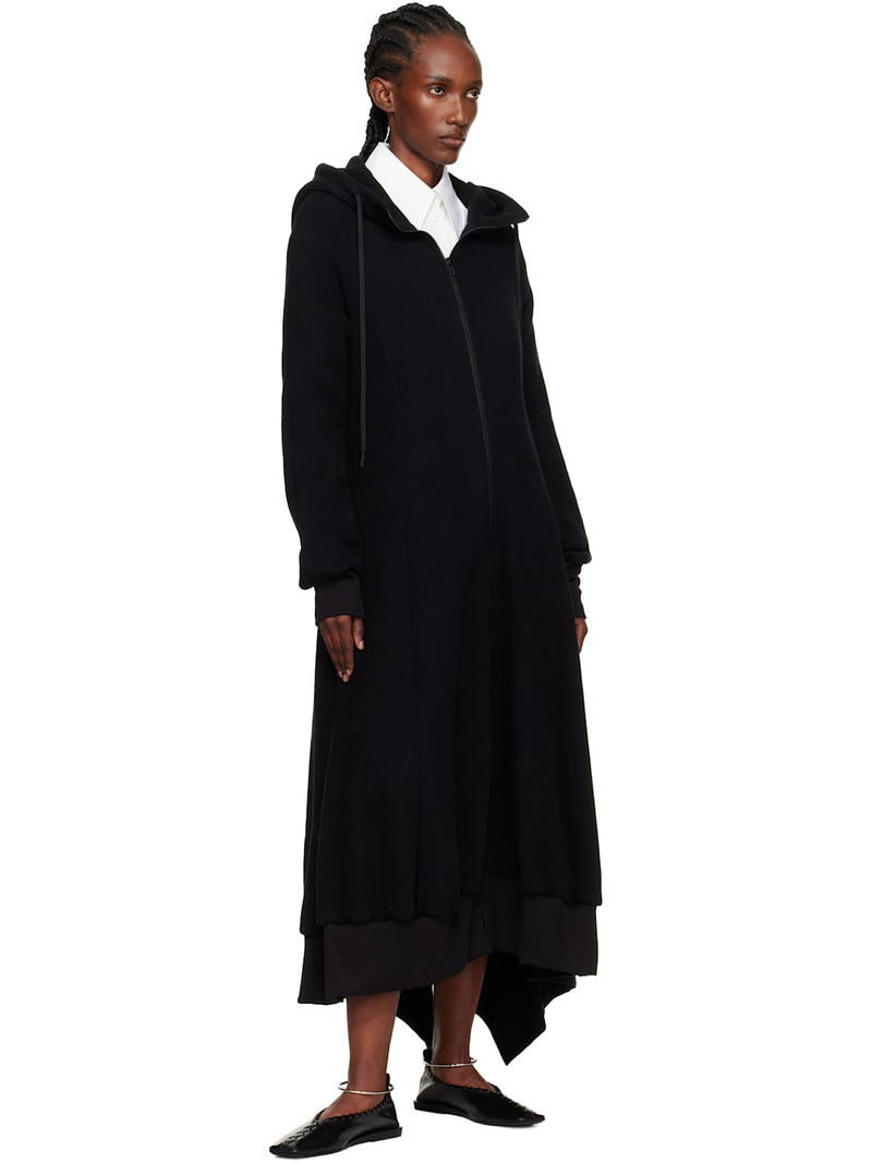 Yohji Yamamoto Black Hooded Track Maxi Dress outlook