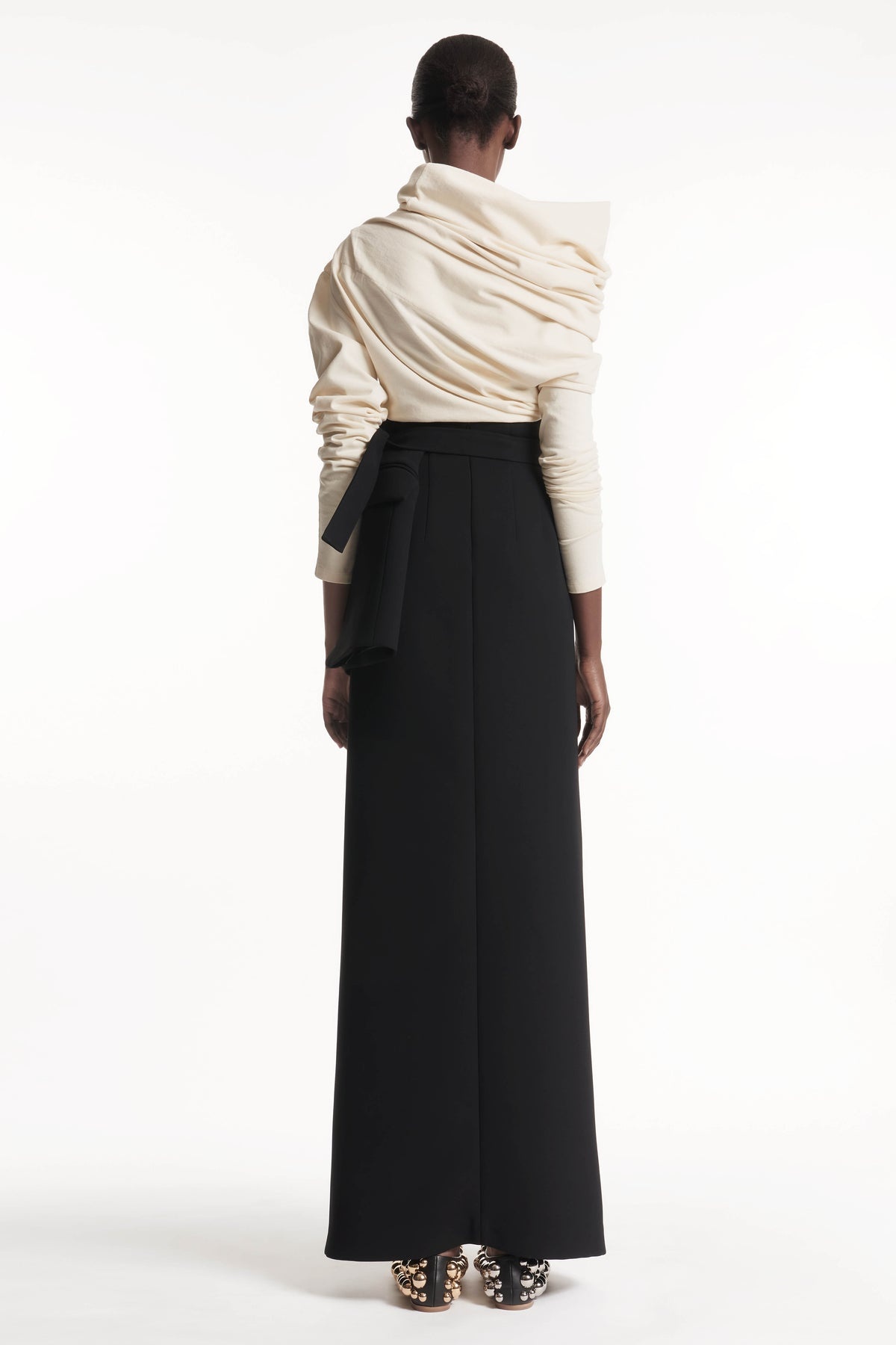 MAXI SKIRT WITH BASQUE DETAIL BLACK - 4