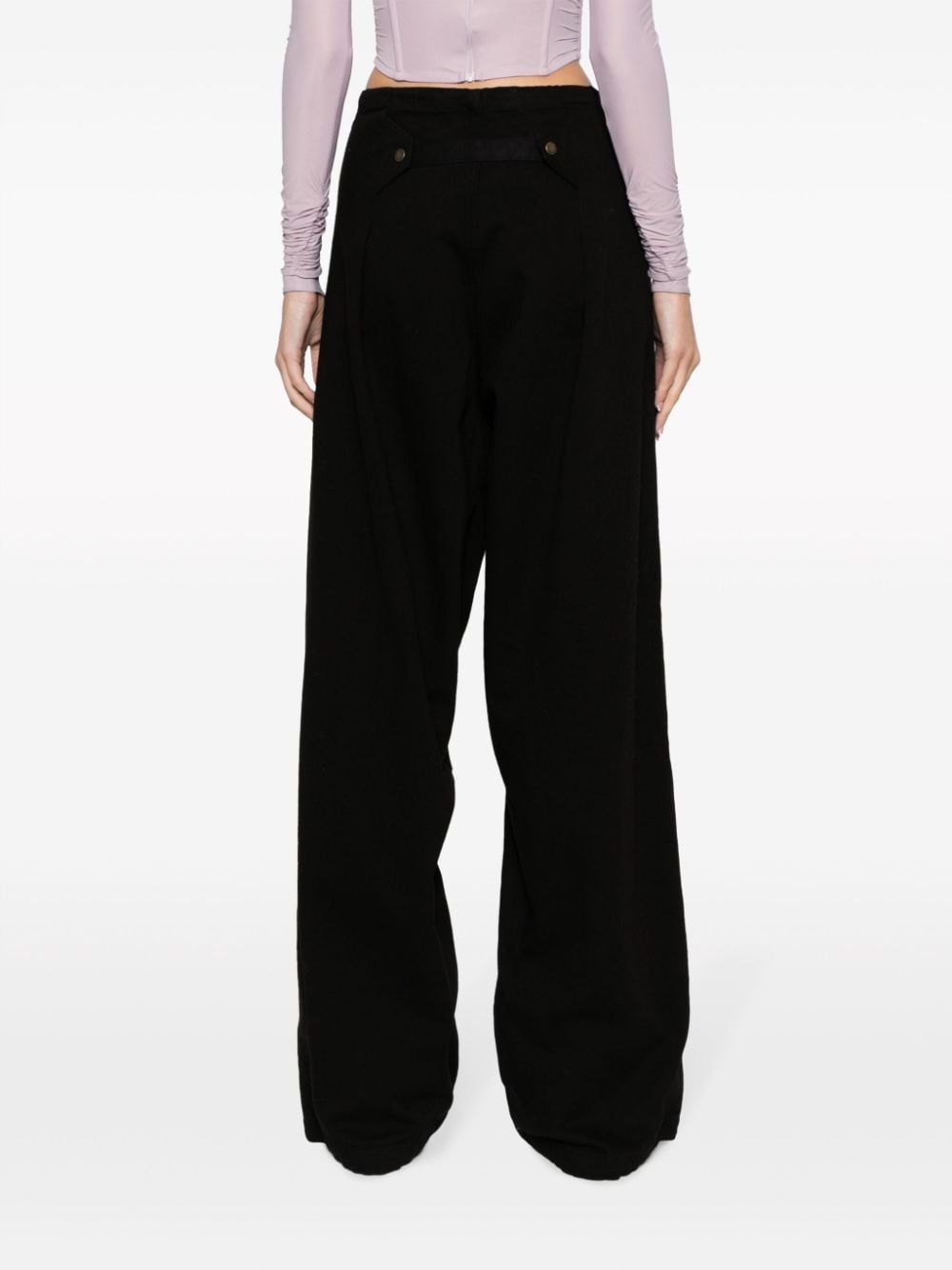 drawstring-waistband cotton trousers - 4