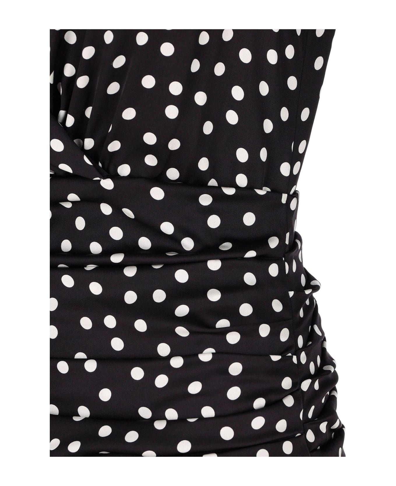 Polka Dot-printed Plunging V-neck Mini Dress - 3