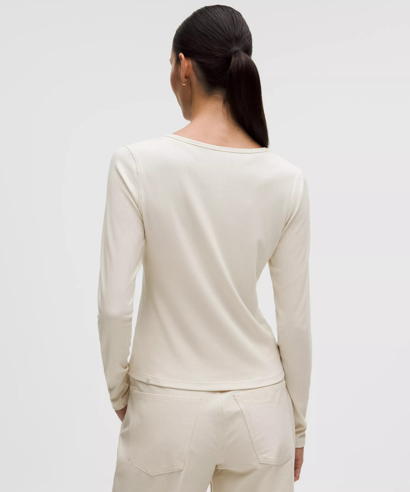 Hold Tight Micro-Rib V-Neck Long-Sleeve Shirt 3