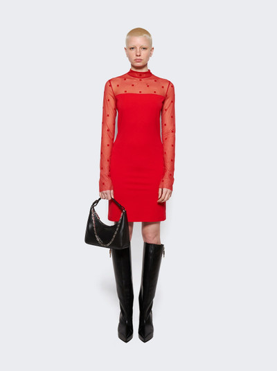 Givenchy Mock Neck Midi Tubino Dress Vermilion Red outlook