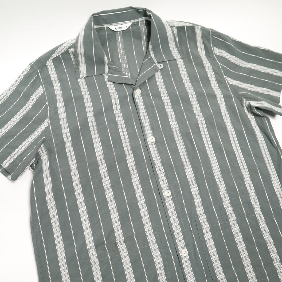 Cabana Shirt Sage Ticking Stripe - 3