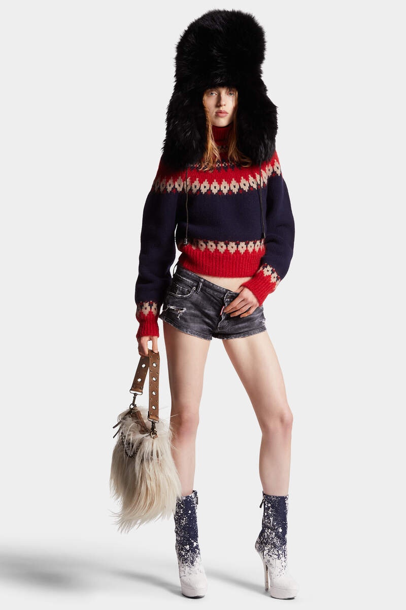 WOOL MOHAIR JACQUARDED TURTLENECK KNIT JUMPER - 6