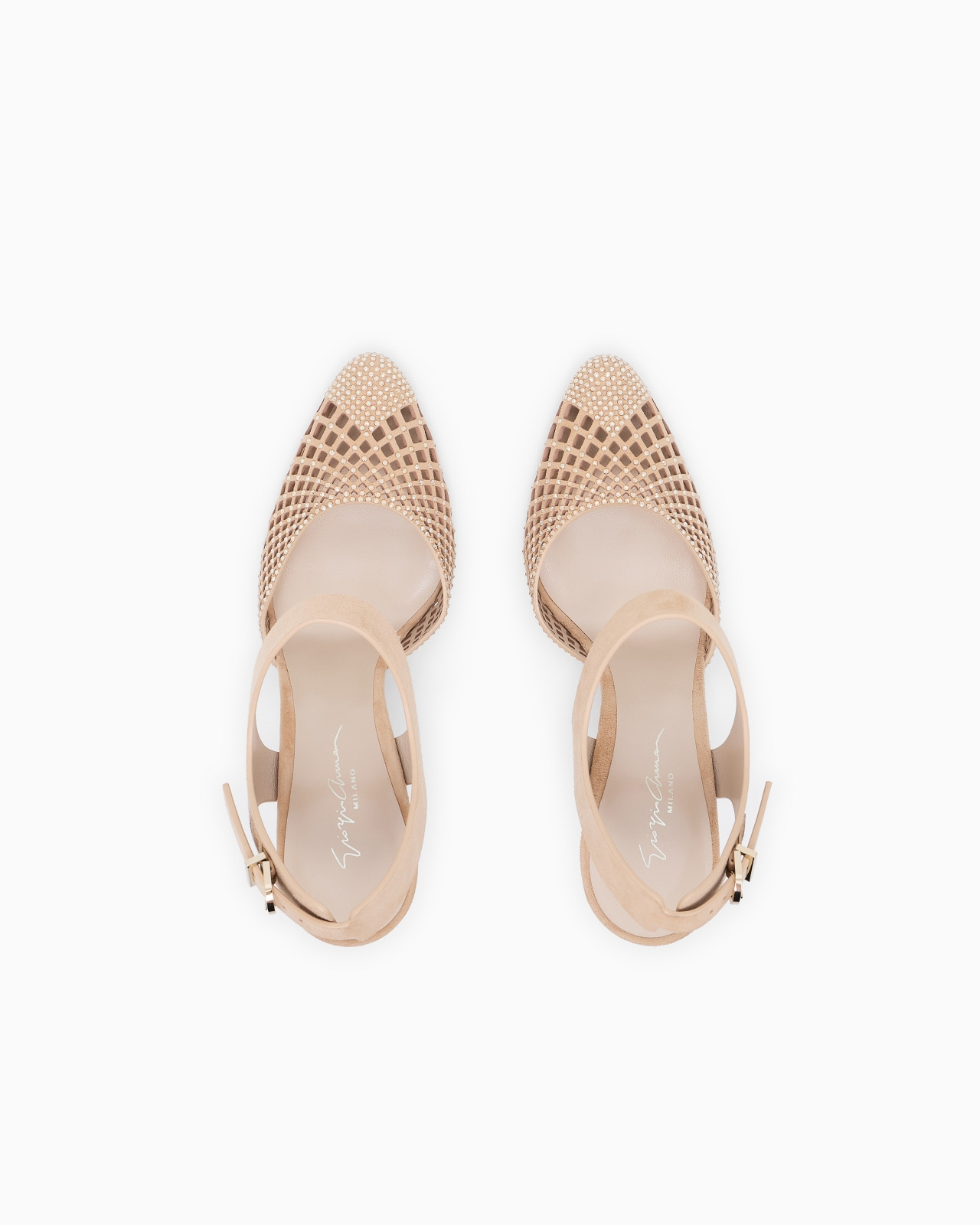 SUEDE AND RHINESTONE COURT SHOES - 3