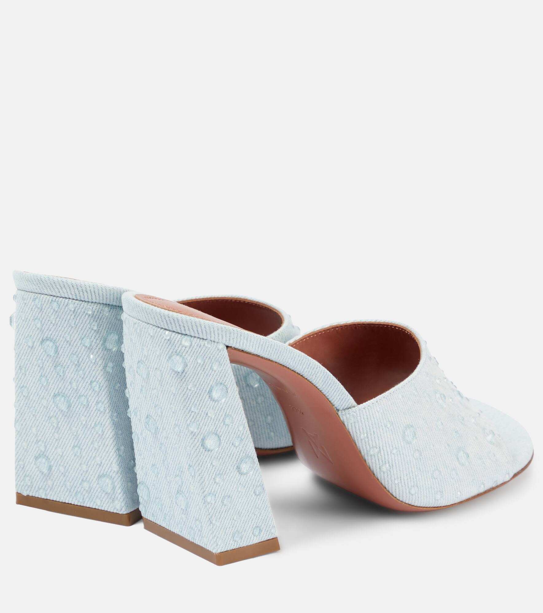 Brigitte 95 denim and leather mules - 3