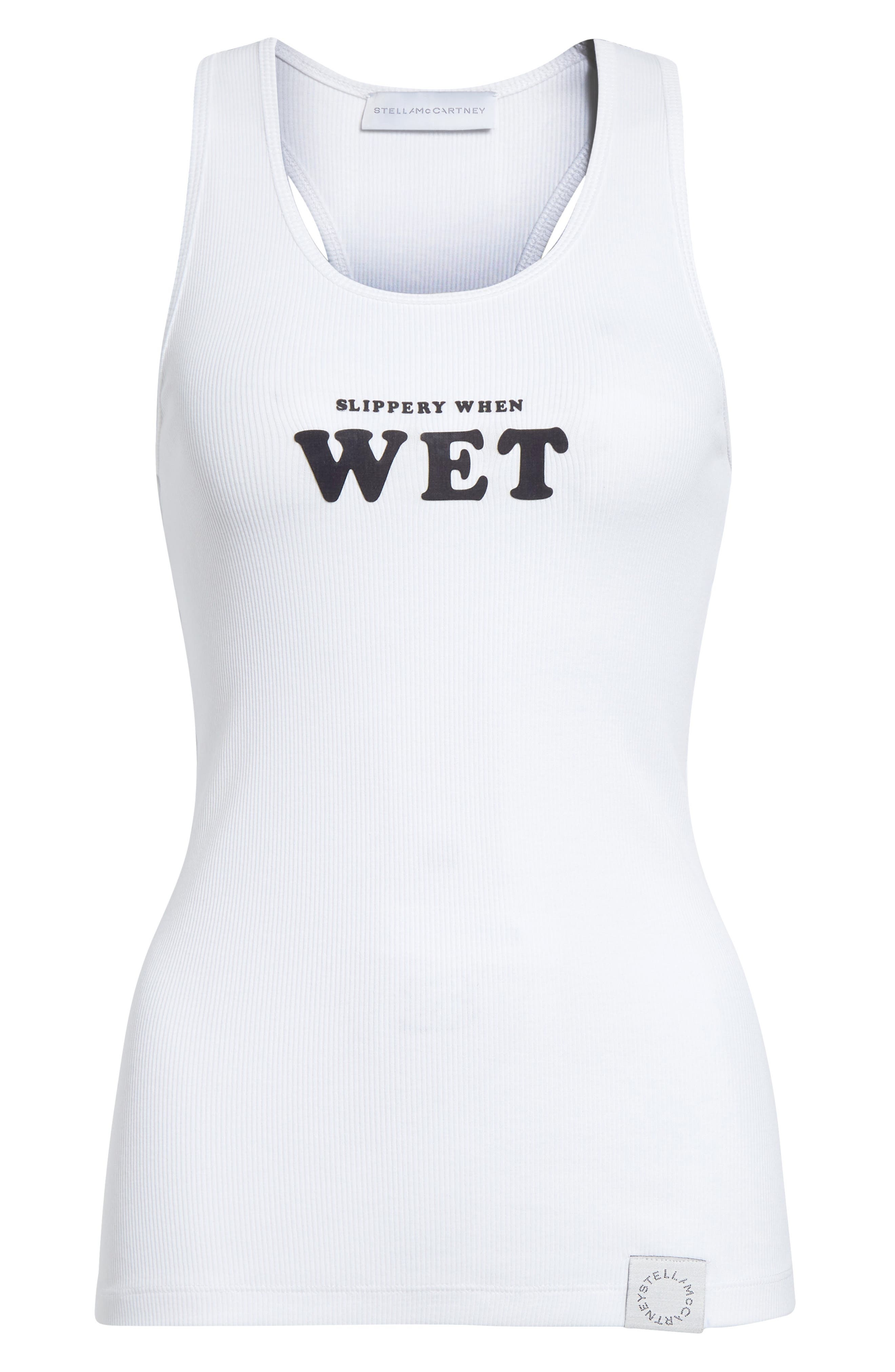 Stella McCartney Slippery When Wet Flocked Rib Tank in Pure White at Nordstrom - 6