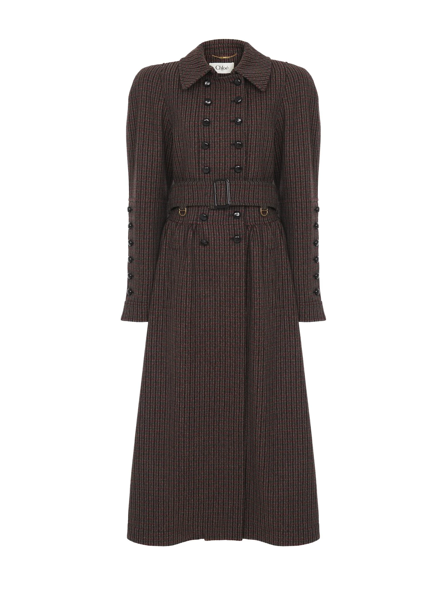 DOUBLE-BREASTED RIDING COAT IN HOUNDSTOOTH WOOL - 1