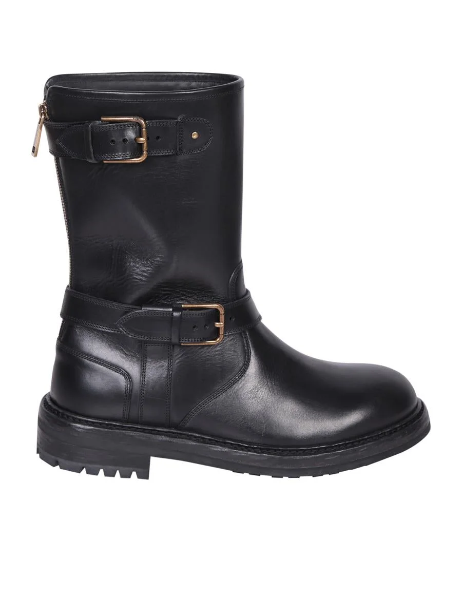 DOLCE & GABBANA LEATHER BIKER BOOTS - 1
