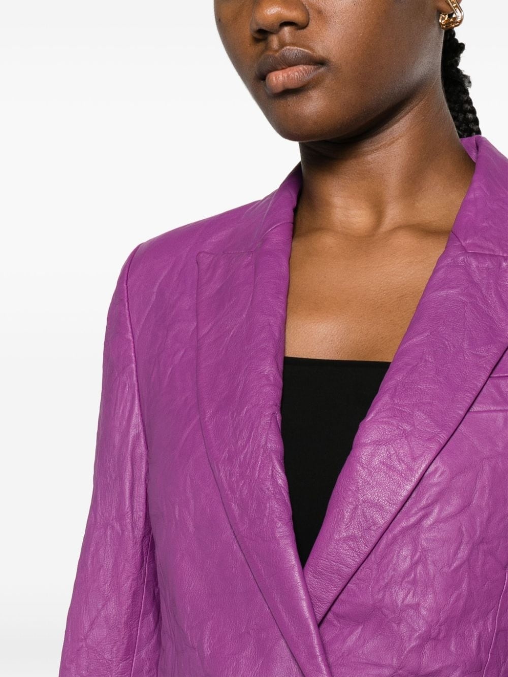 Visco crinkled leather blazer - 5