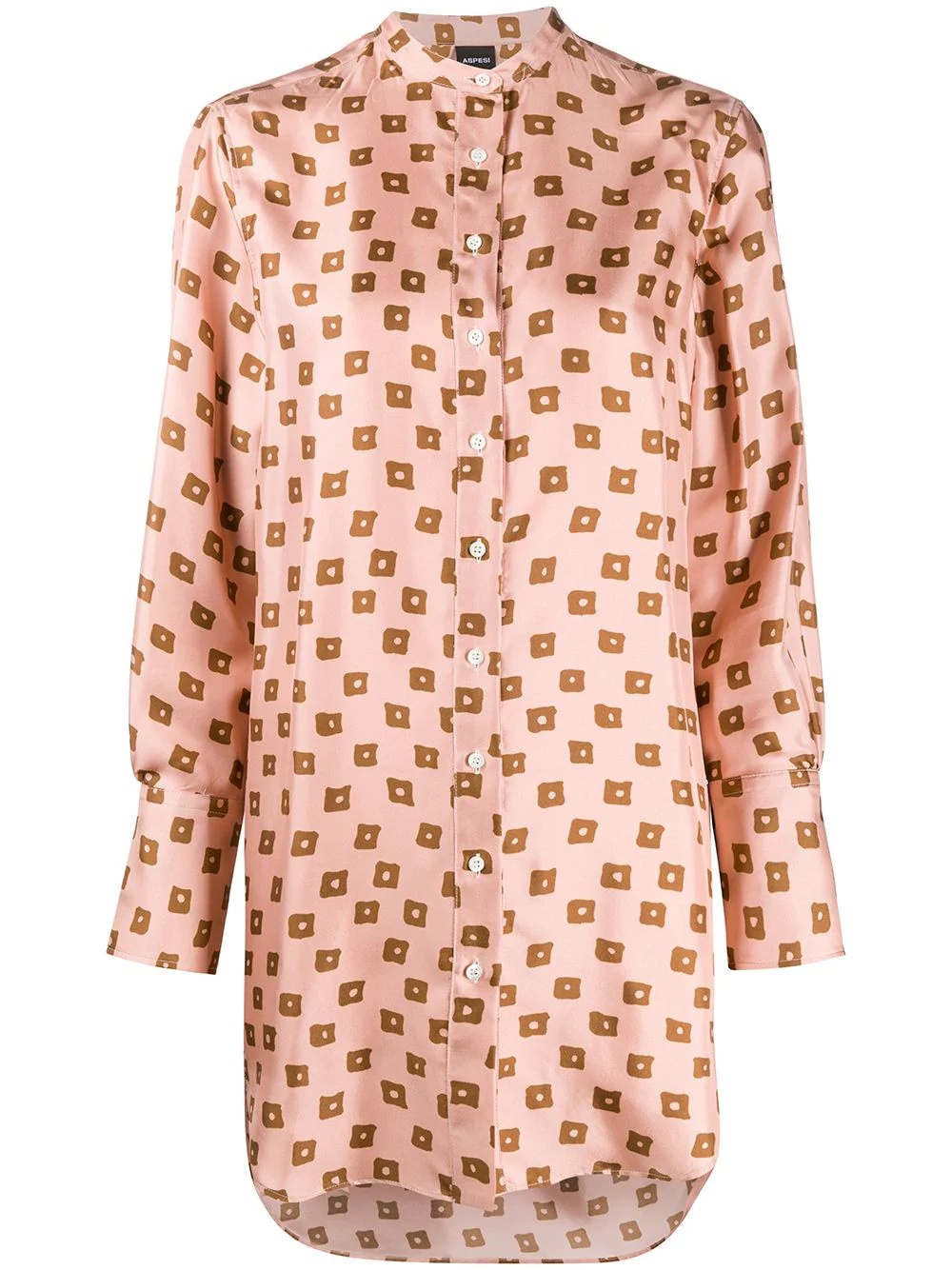 geometric-pattern silk shirt - 1