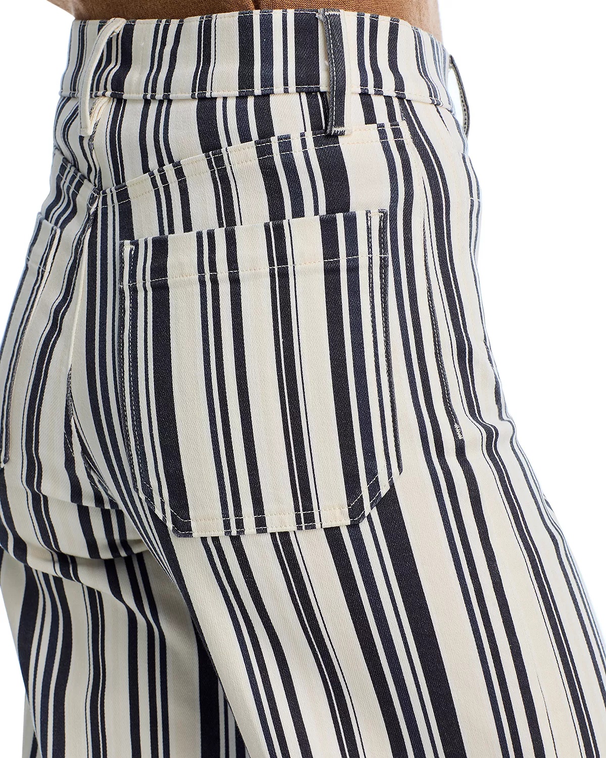 Le Slim High Rise Palazzo Jeans in Navy Stripe - 6