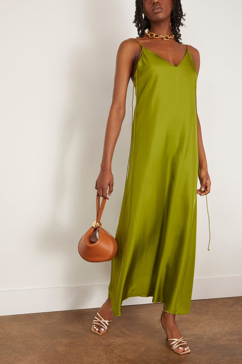 RÓHE Silk Slip Dress in Garden Green outlook