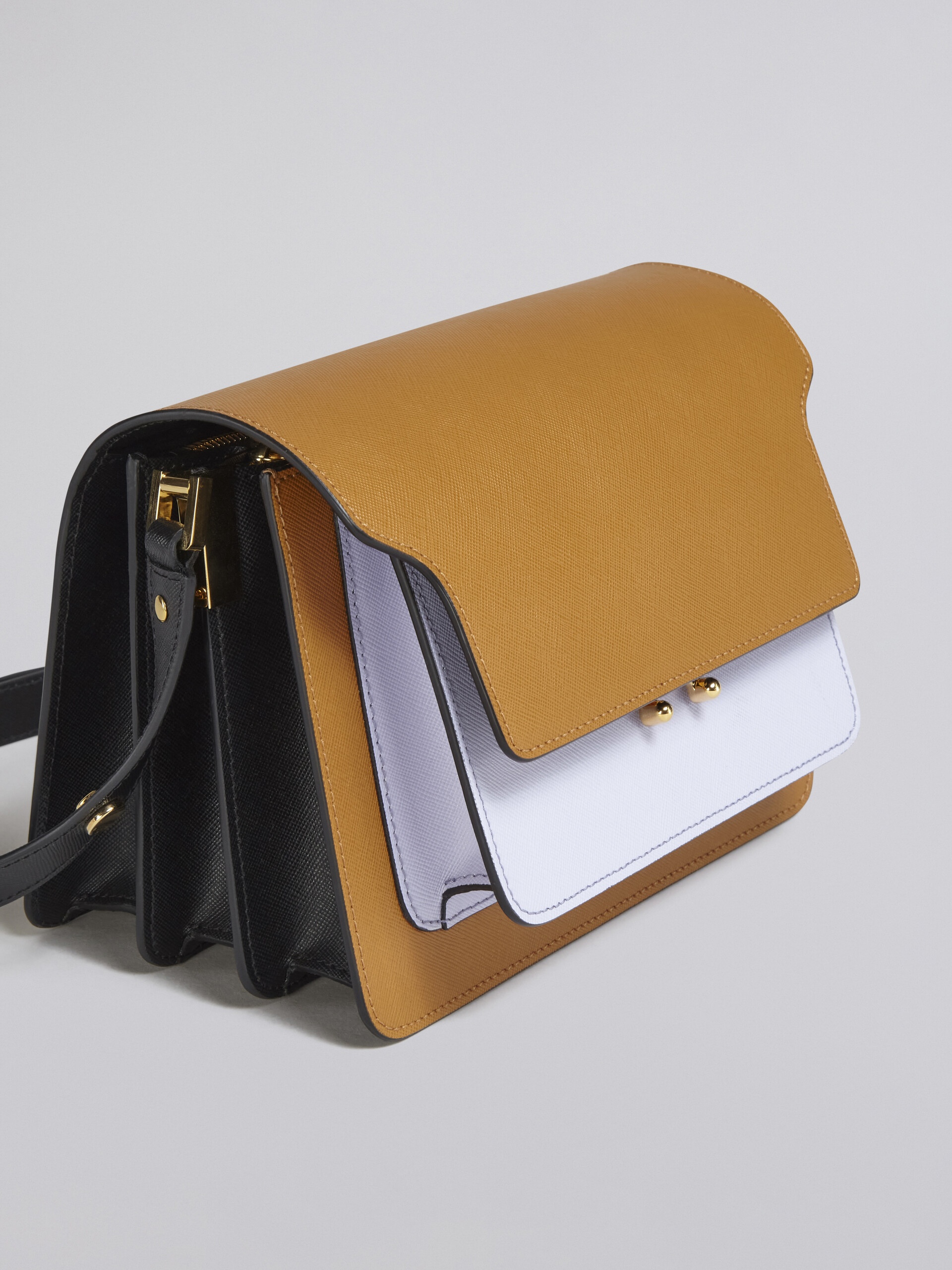 TRUNK MEDIUM BAG IN BROWN LILAC AND BLACK SAFFIANO LEATHER - 5