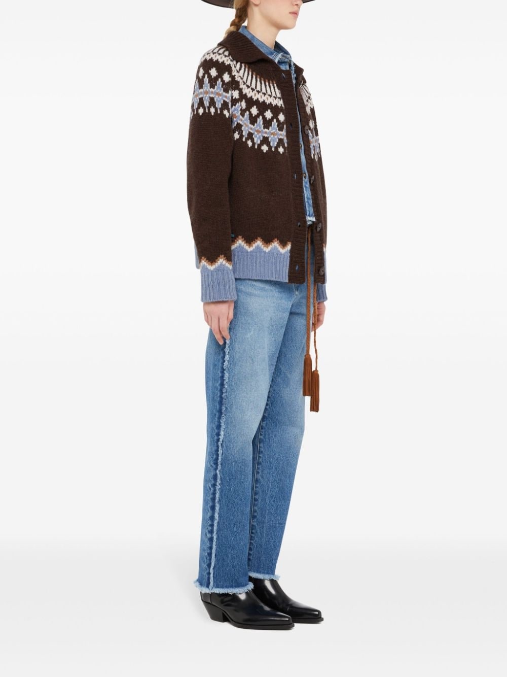 fair isle intarsia knit wool cardi coat - 4