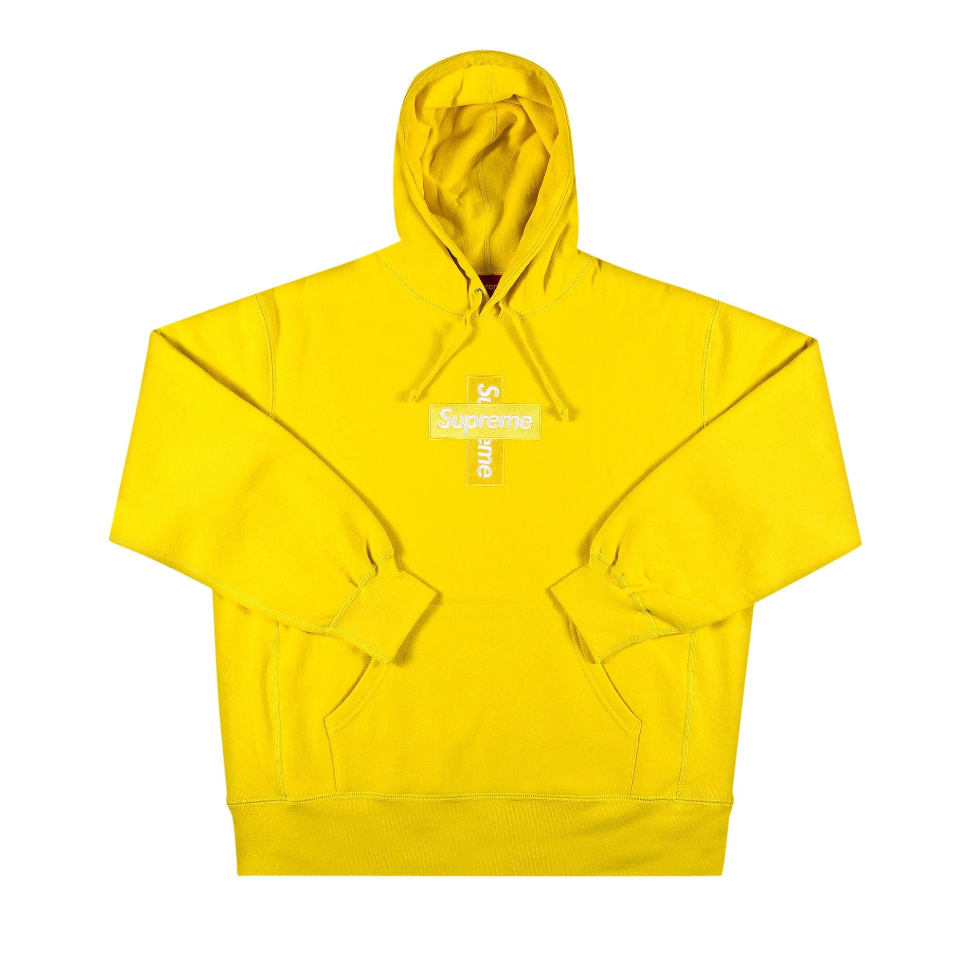 Supreme Cross Box Logo Hooded Sweatshirt 'Lemon' - 1