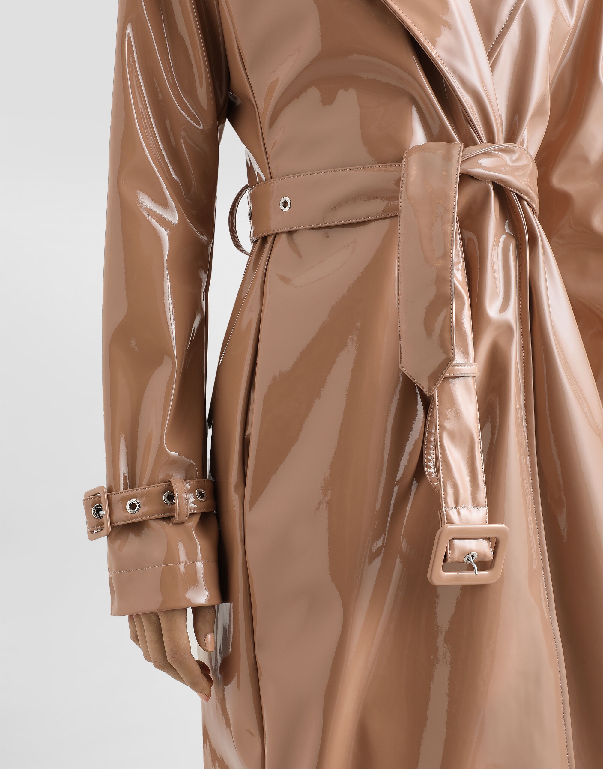 Coated faux leather trench coat - 4