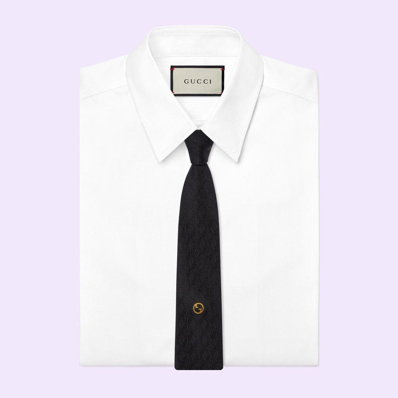 GUCCI Geometric G silk jacquard tie outlook