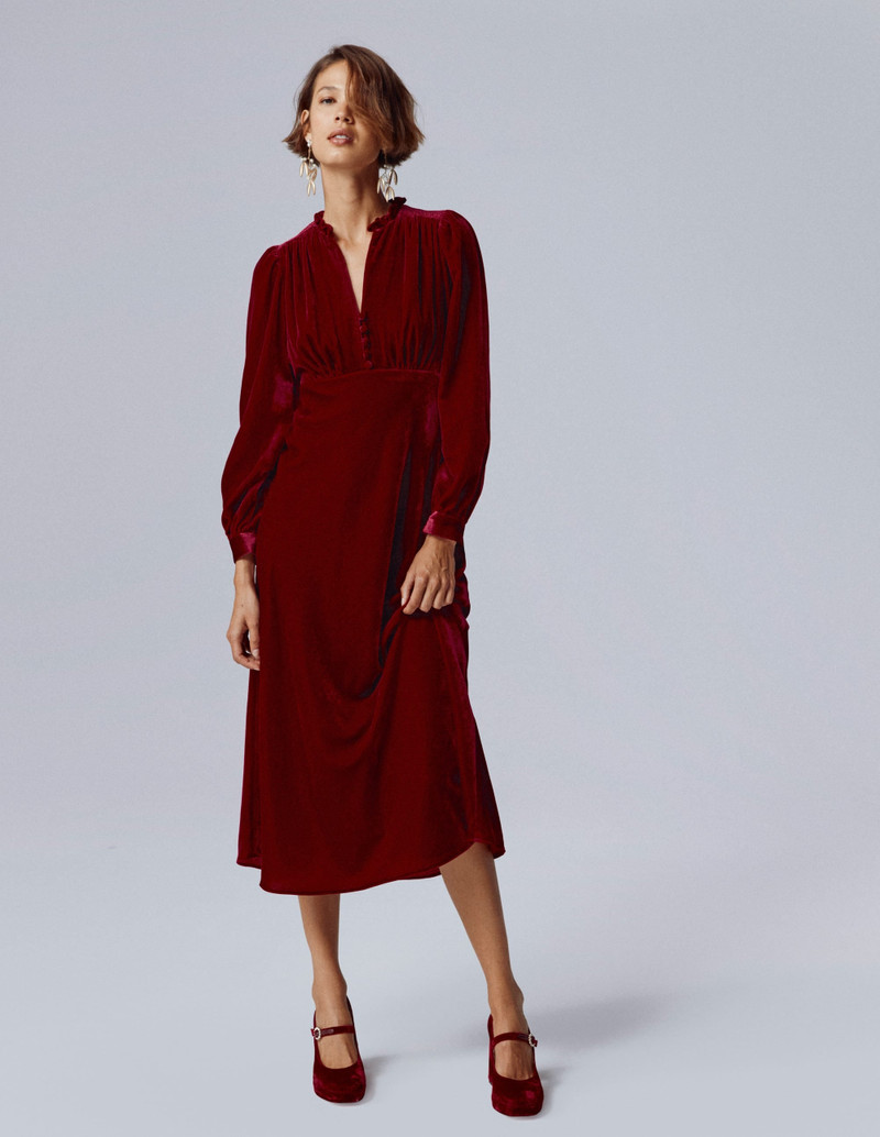 Cassie Velvet Tea Dress-Ruby Red 6