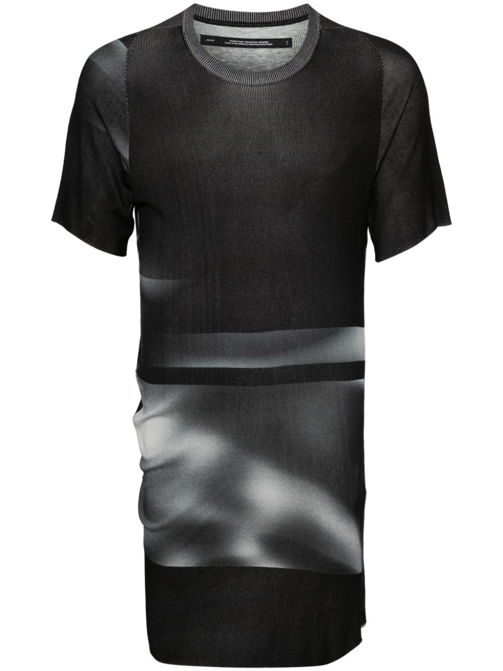 abstract-print fine-knit T-shirt - 1