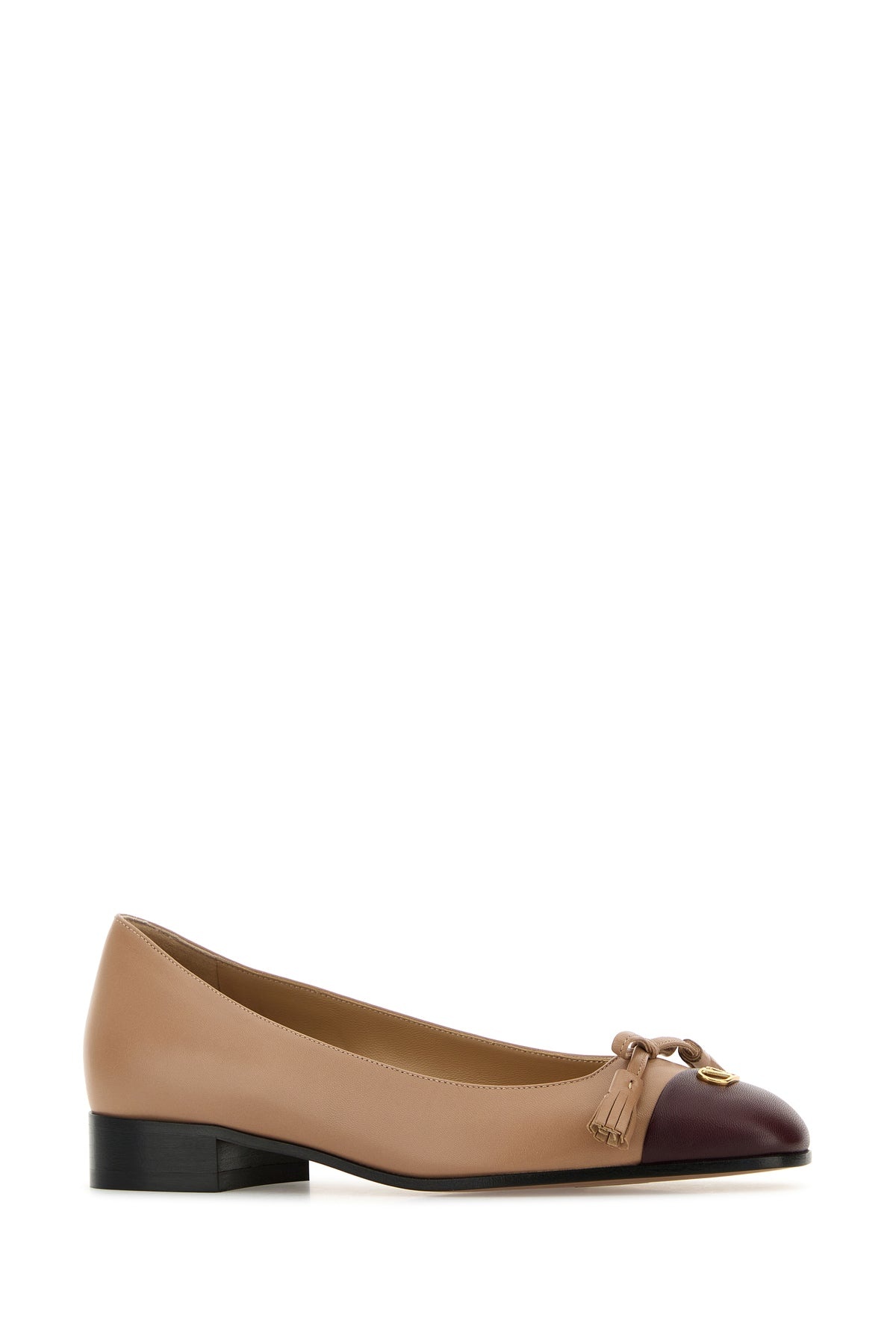 Antiqued pink leather VLogo Signature ballerinas - 2