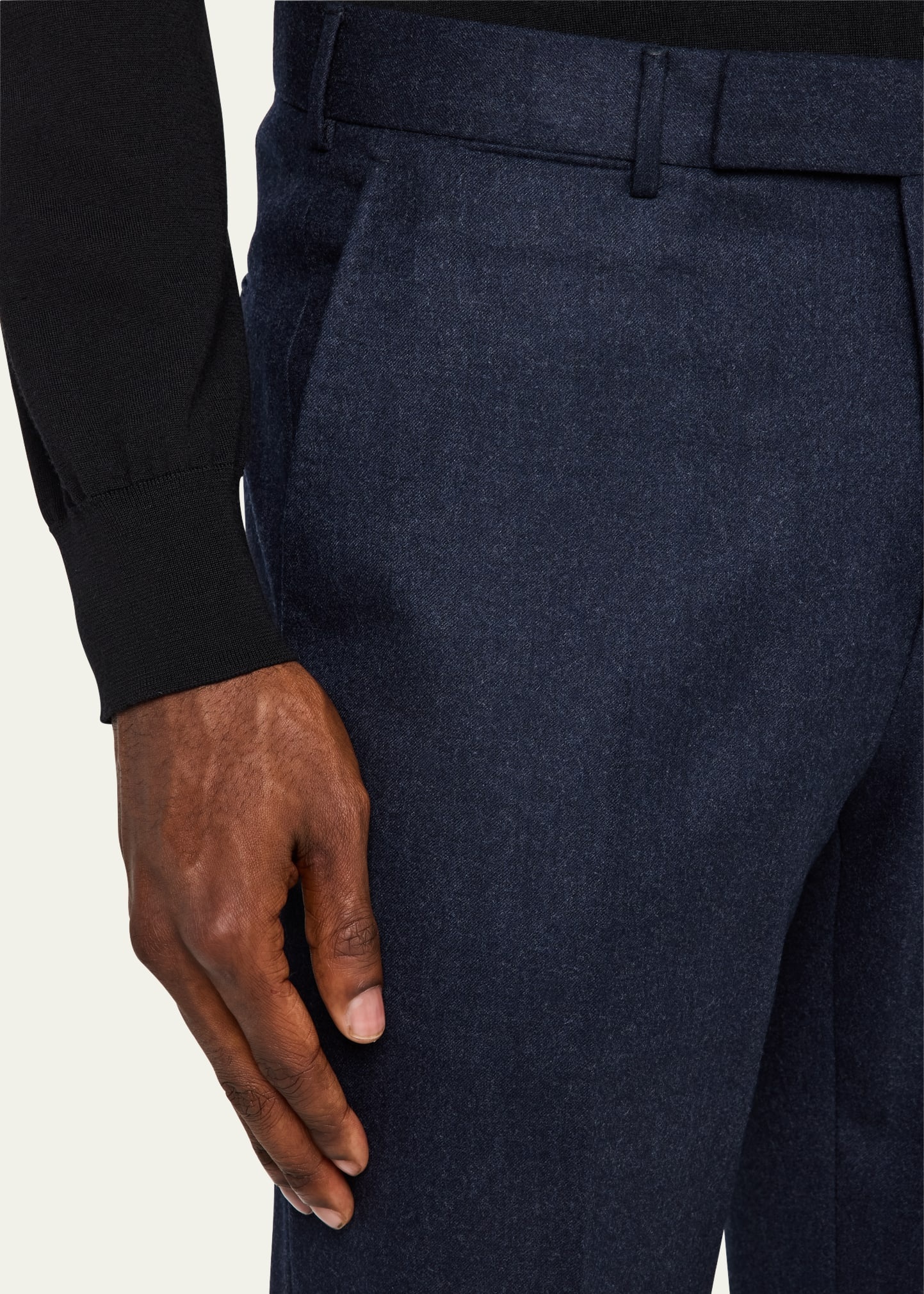 Men's Wool Flannel Flat-Front Trousers - 5