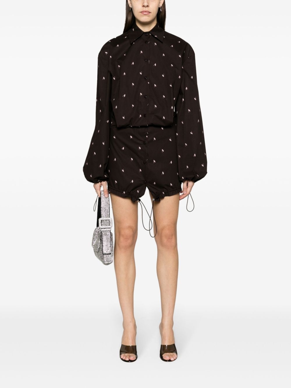 logo-print cotton shirt dress - 2