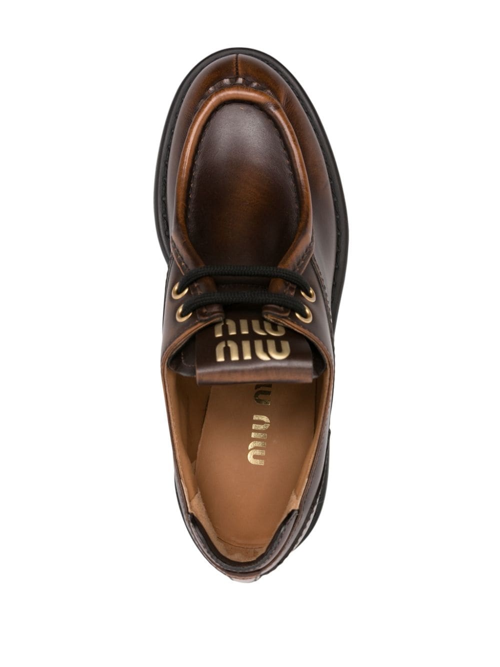 logo-patch leather loafers - 4