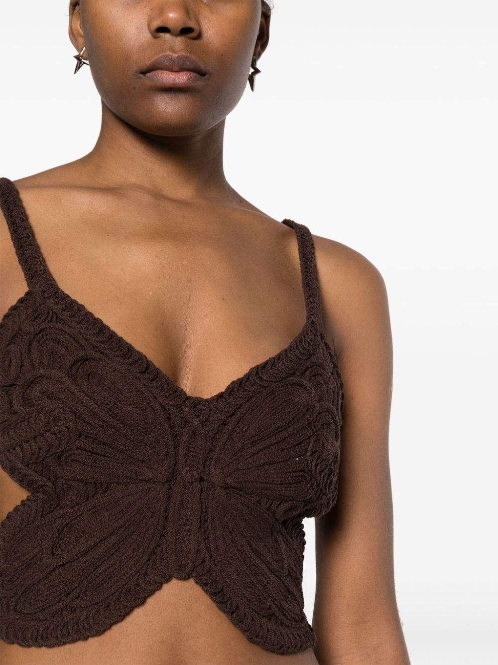 butterfly sleeveless crop top - 5