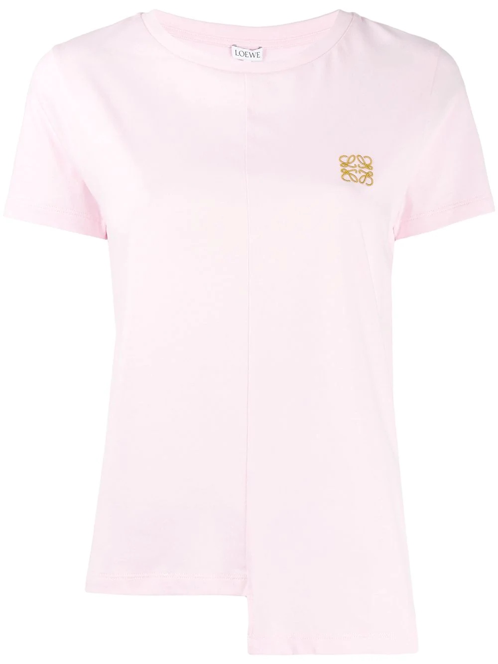 embroidered logo asymmetric hemline T-shirt - 1