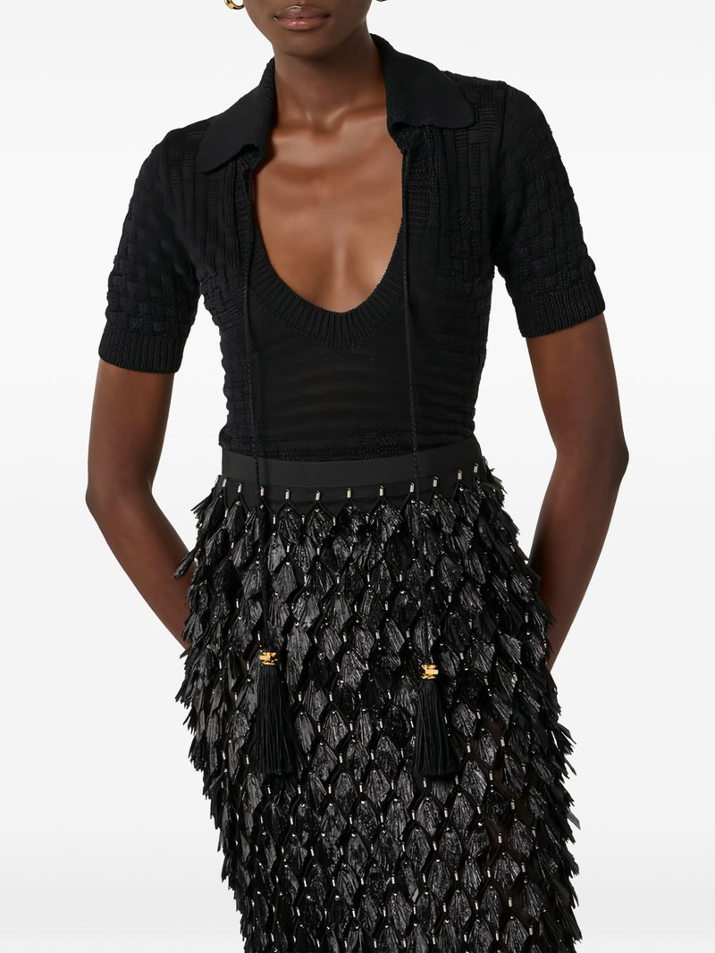 basket-stitch tassel knit top 4
