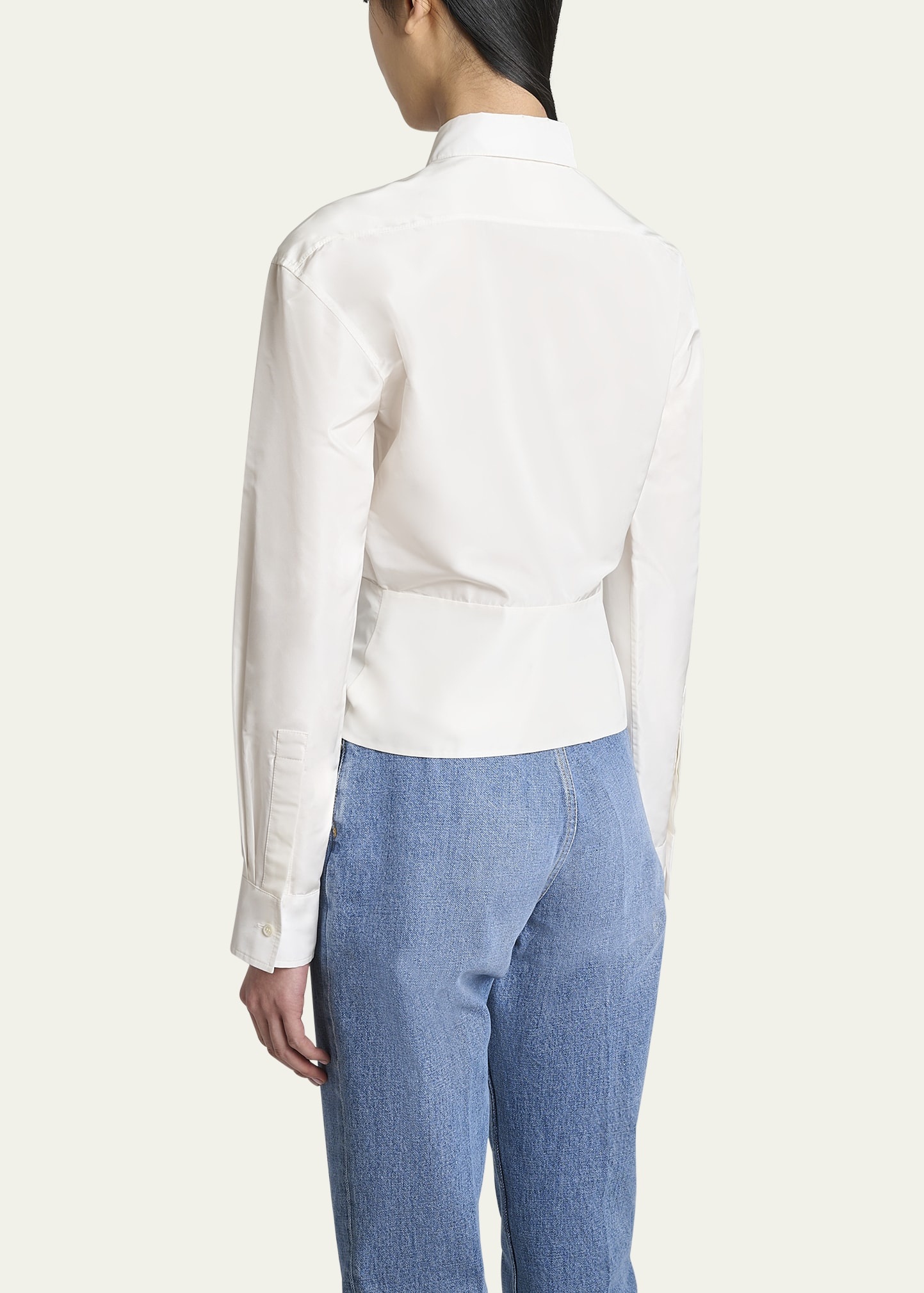 Bow Button Down Wrap Blouse - 3