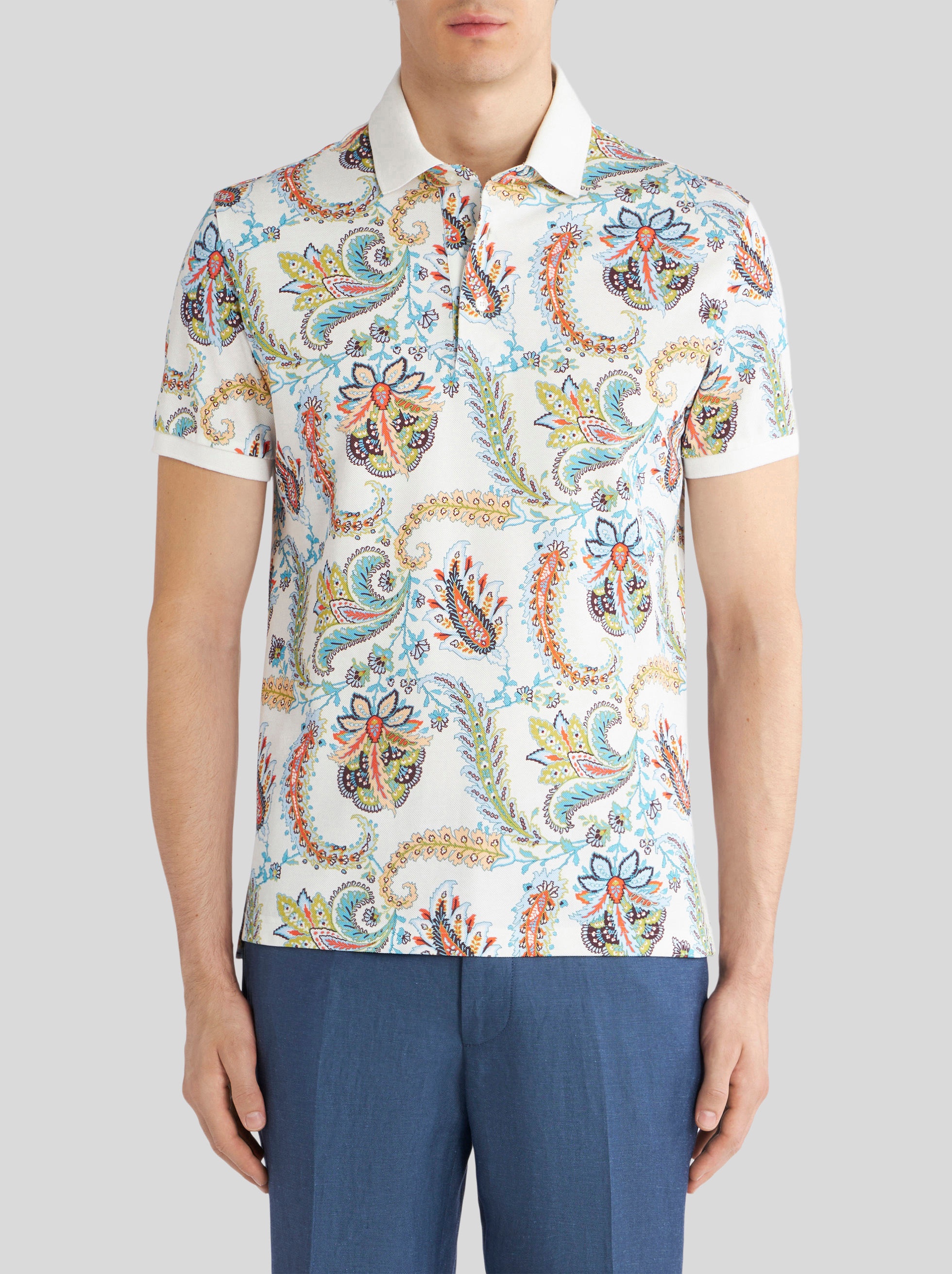 FLORAL PAISLEY DESIGN JACQUARD POLO SHIRT - 2