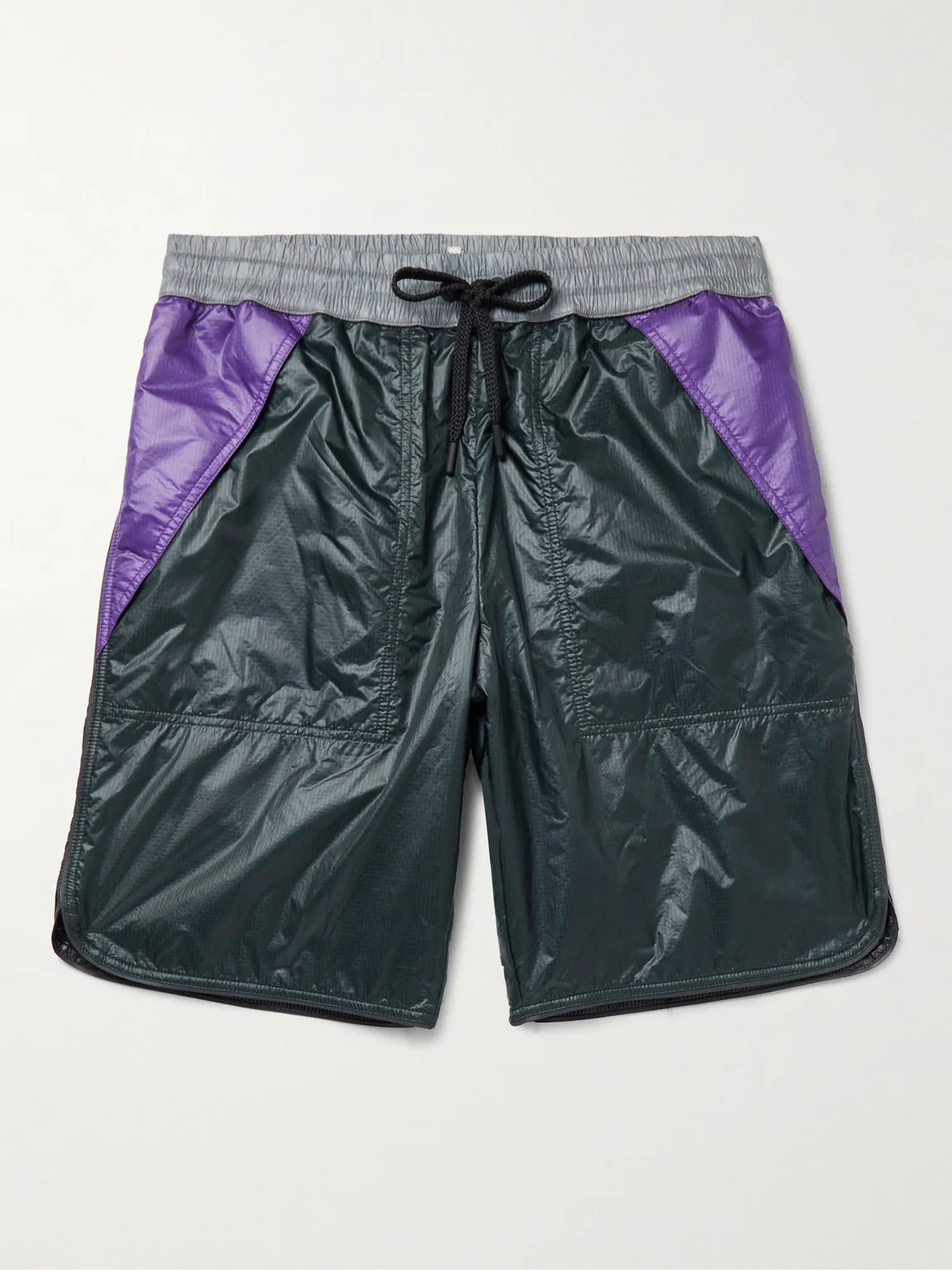 Straight-Leg Colour-Block Ripstop Drawstring Shorts - 1