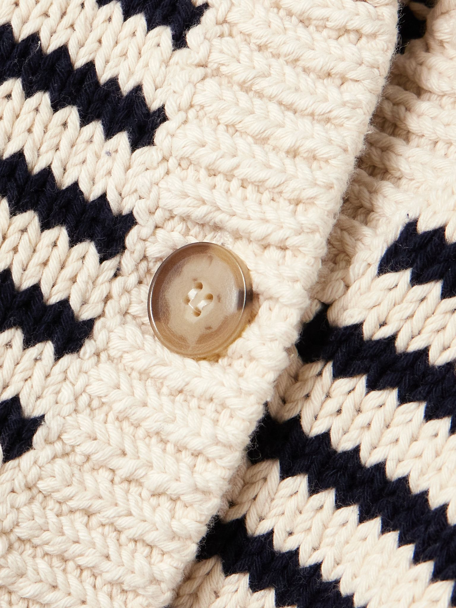 The Chunky Femme striped cotton cardigan Cream - 4