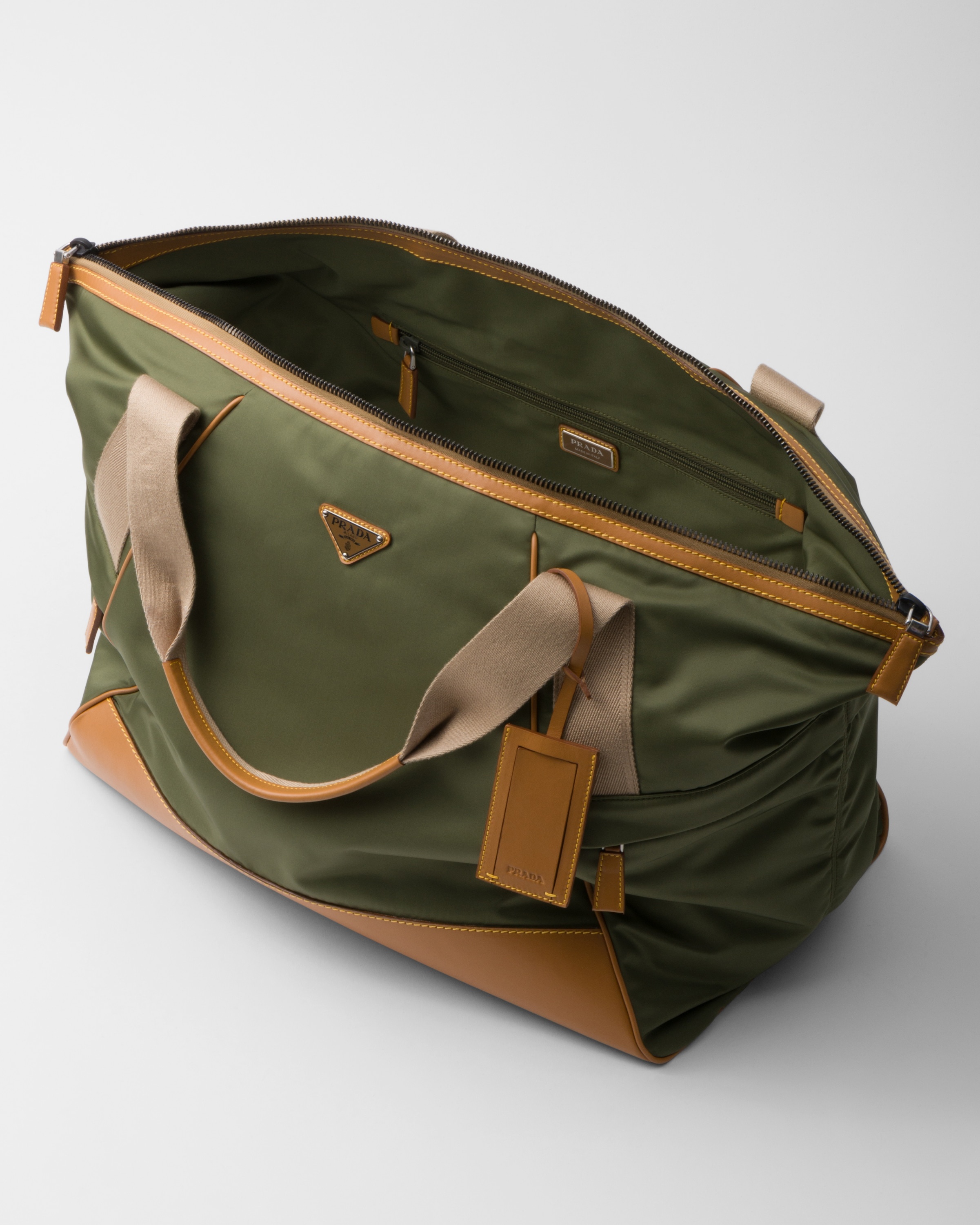 Re-Nylon and leather duffel bag - 4