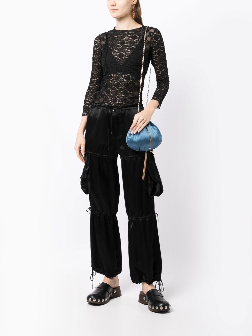 satin-finish pocket straight trousers - 2