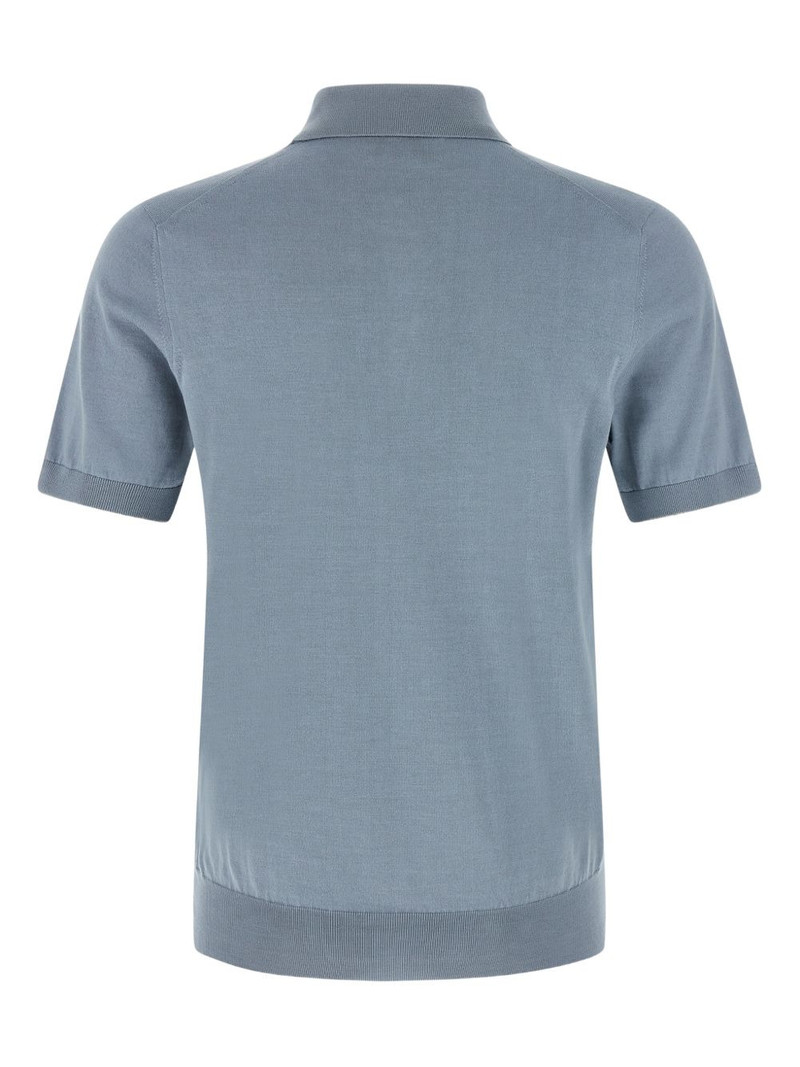 Brunello Cucinelli contrasting-piping cotton polo shirt outlook