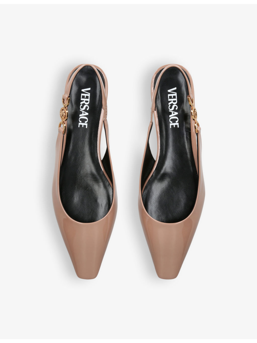 Medusa patent-leather slingback flats - 2